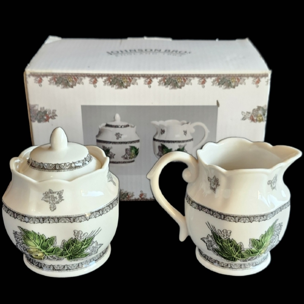Brown Brothers Elegant Cream and Sugar Set with Floral Design